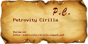 Petrovity Cirilla névjegykártya